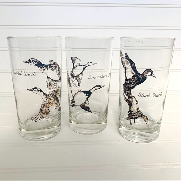 Vintage Duck Drinking Highball Glasses Set Of 3
